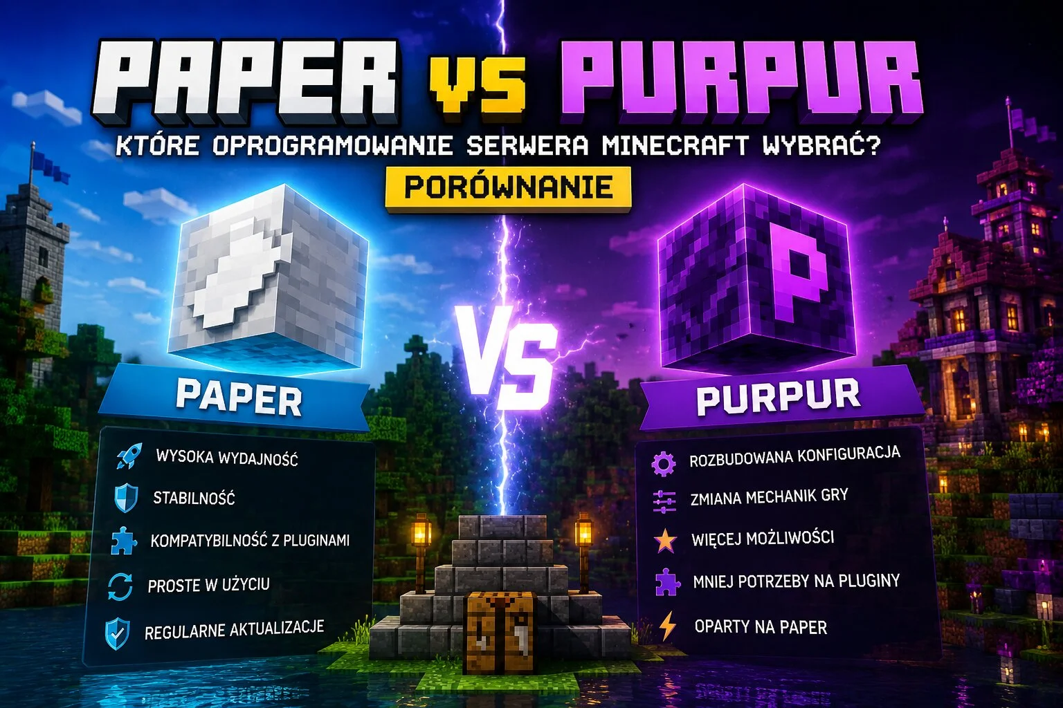 Paper vs Purpur – porównanie który silnik serwera Minecraft wybrać?